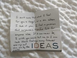 Intense love letter on hotel stationery